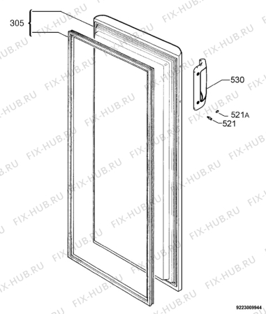 Взрыв-схема холодильника Electrolux EUC19002W - Схема узла Door 003